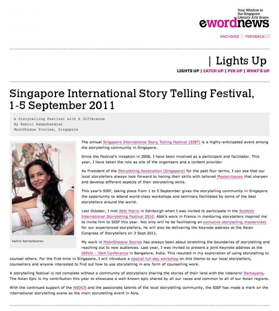 Singapore International Story Telling Festival (SISF), 1-5 September 2011 - 1