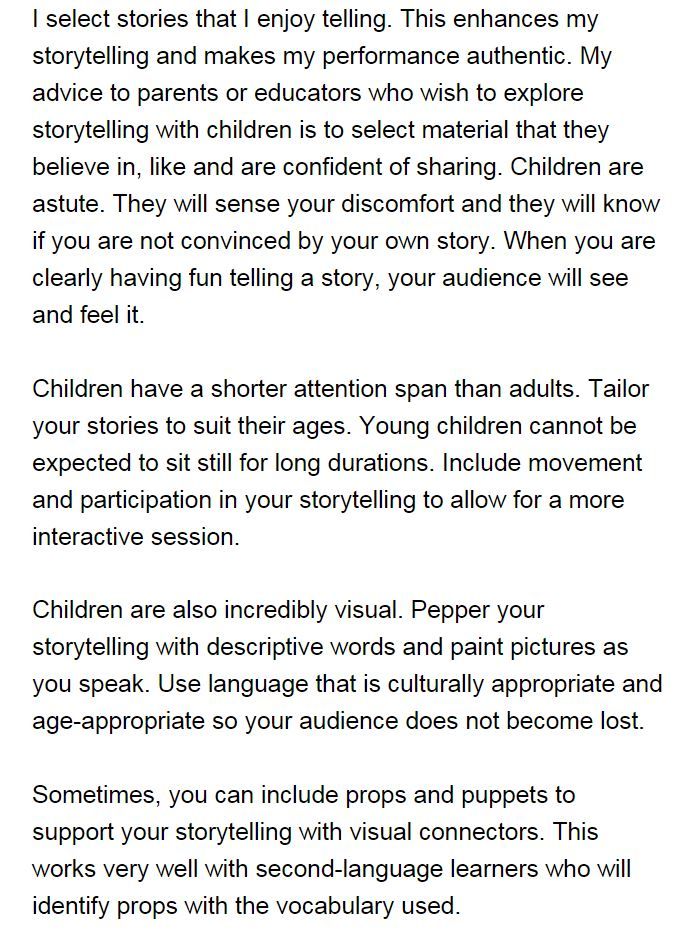 The Art of Storytelling to Young Children - 4