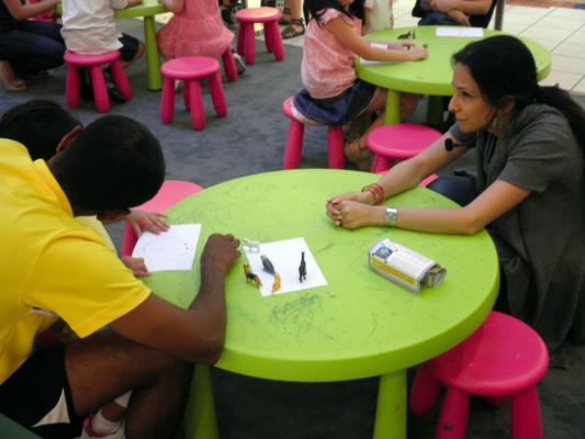 Kamini facilitating parent-and-child workshop
