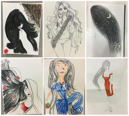 Students' art responses to Kamini's story